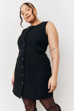 Tailored Button Through Mini Dress|In The Style