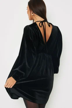 Velvet Smock Mini Dress|In the Style Clearance