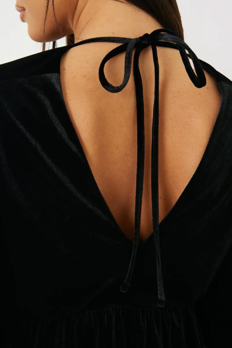 Velvet Smock Mini Dress|In the Style Clearance