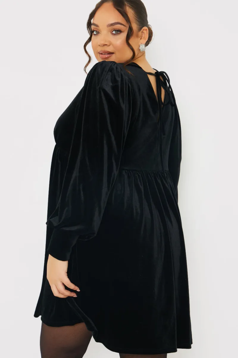 Velvet Smock Mini Dress|In the Style Clearance