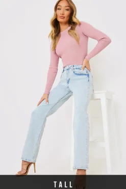 Bleach Wash Straight Leg Jean|In the Style Clearance