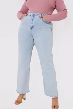 Bleach Wash Straight Leg Jean|In the Style Clearance