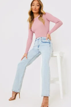 Bleach Wash Straight Leg Jean|In the Style Clearance
