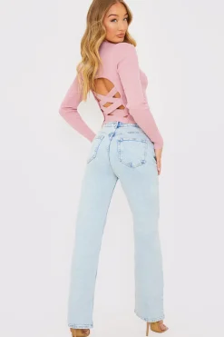 Bleach Wash Straight Leg Jean|In the Style Clearance