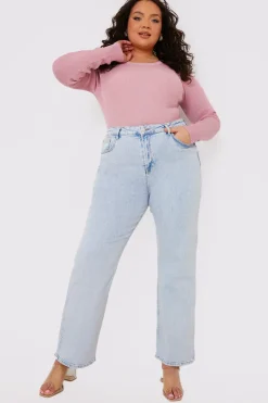 Bleach Wash Straight Leg Jean|In the Style Clearance