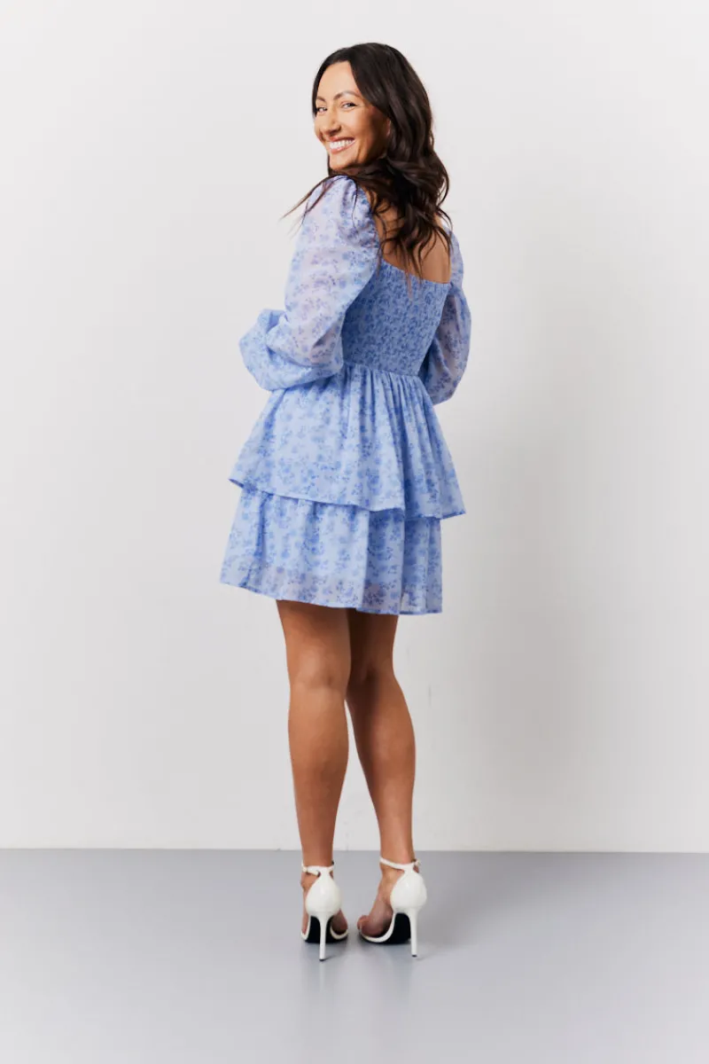 Floral Print Shirred Bust Tiered Mini Dress|In The Style Discount