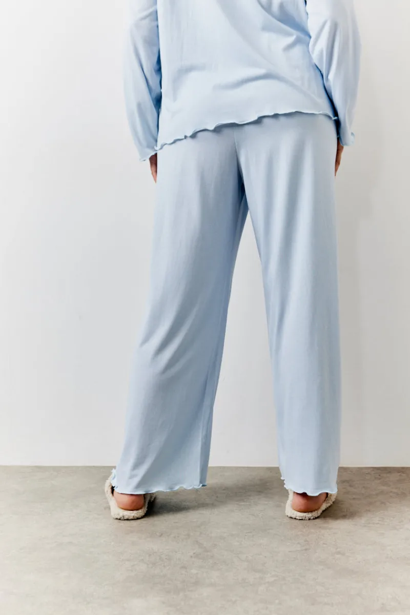 Lettuce Hem Slogan Long Sleeve Top and Trouser PJ Set|In The Style Discount