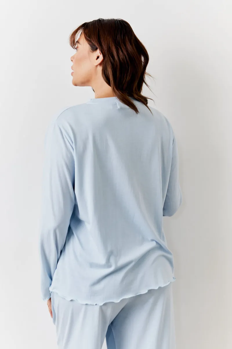Lettuce Hem Slogan Long Sleeve Top and Trouser PJ Set|In The Style Discount