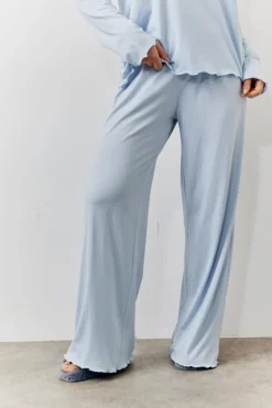 Lettuce Hem Slogan Long Sleeve Top and Trouser PJ Set|In The Style Discount