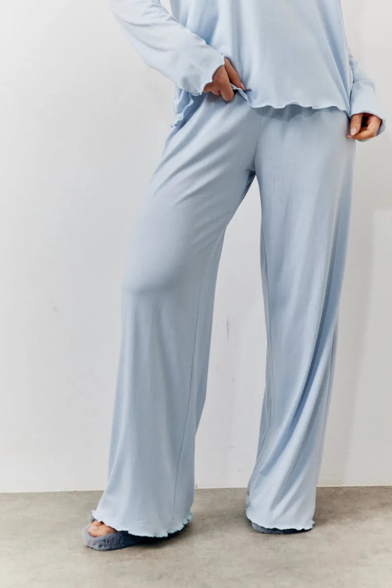 Lettuce Hem Slogan Long Sleeve Top and Trouser PJ Set|In The Style Discount