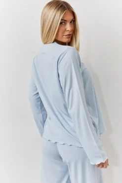 Lettuce Hem Slogan Long Sleeve Top and Trouser PJ Set|In The Style Discount