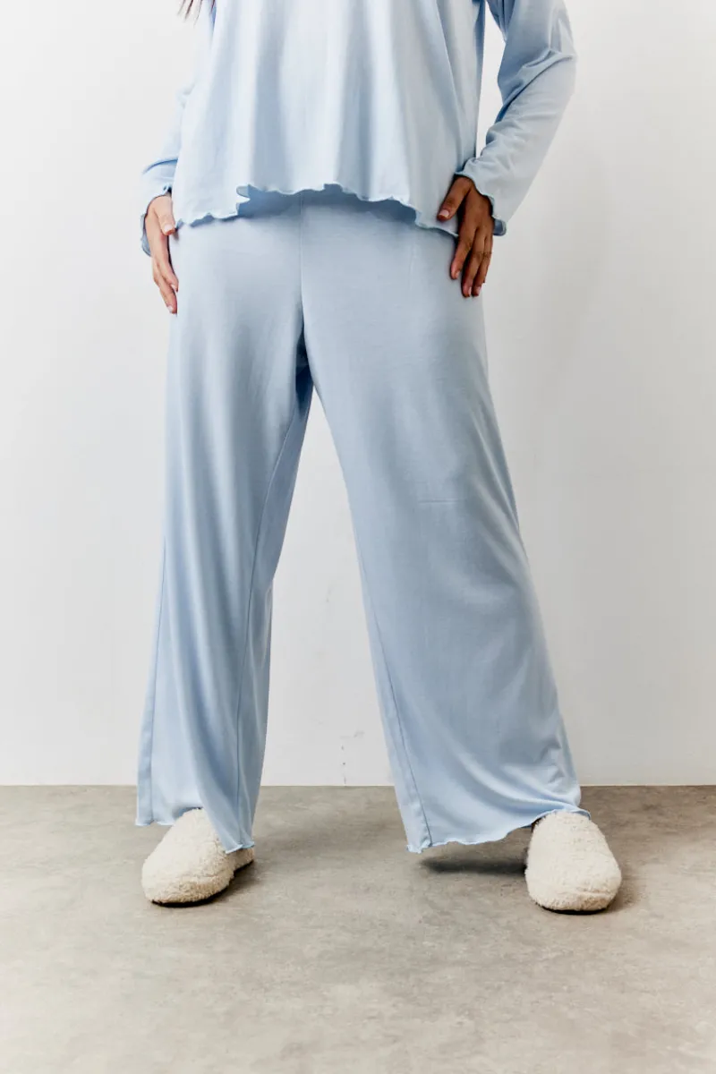 Lettuce Hem Slogan Long Sleeve Top and Trouser PJ Set|In The Style Discount