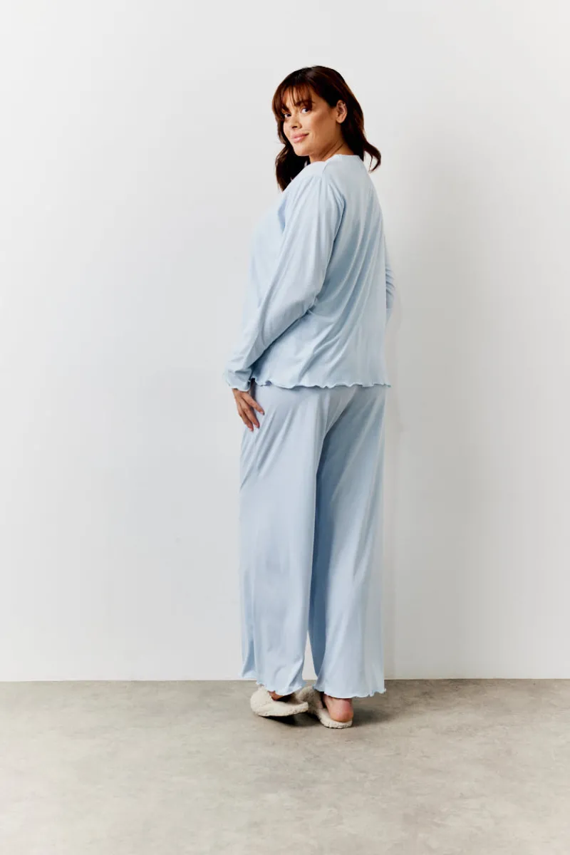 Lettuce Hem Slogan Long Sleeve Top and Trouser PJ Set|In The Style Discount