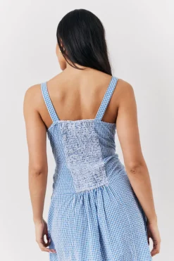 Seersucker Gingham Milkmaid Midaxi Dress|In The Style