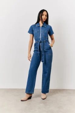 Blue Short Sleeve Jumpsuit|In The Style Discount