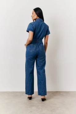 Blue Short Sleeve Jumpsuit|In The Style Discount