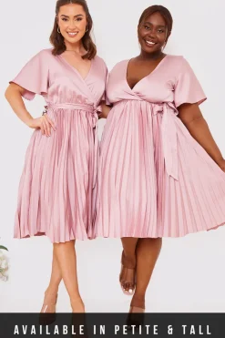 Angel Sleeve Pleated Wrap Midi Dress|In The Style Best
