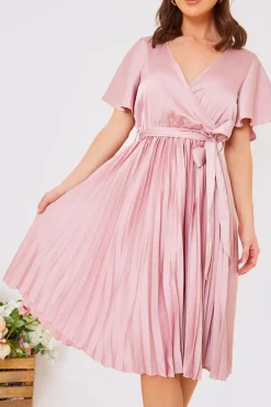 Angel Sleeve Pleated Wrap Midi Dress|In The Style Best