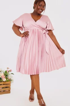 Angel Sleeve Pleated Wrap Midi Dress|In The Style Best