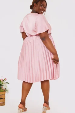 Angel Sleeve Pleated Wrap Midi Dress|In The Style Best