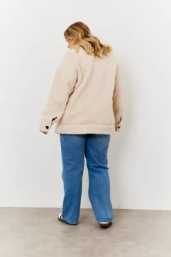 Borg Button Through Jacket with Pockets|In the Style Sale