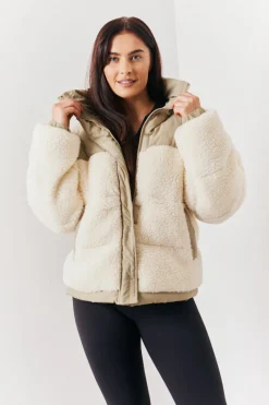 Borg Contrast Puffer Coat|In the Style Online