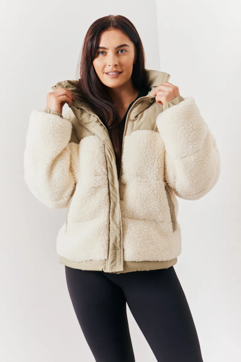 Borg Contrast Puffer Coat|In the Style Online