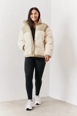 Borg Contrast Puffer Coat|In the Style Online
