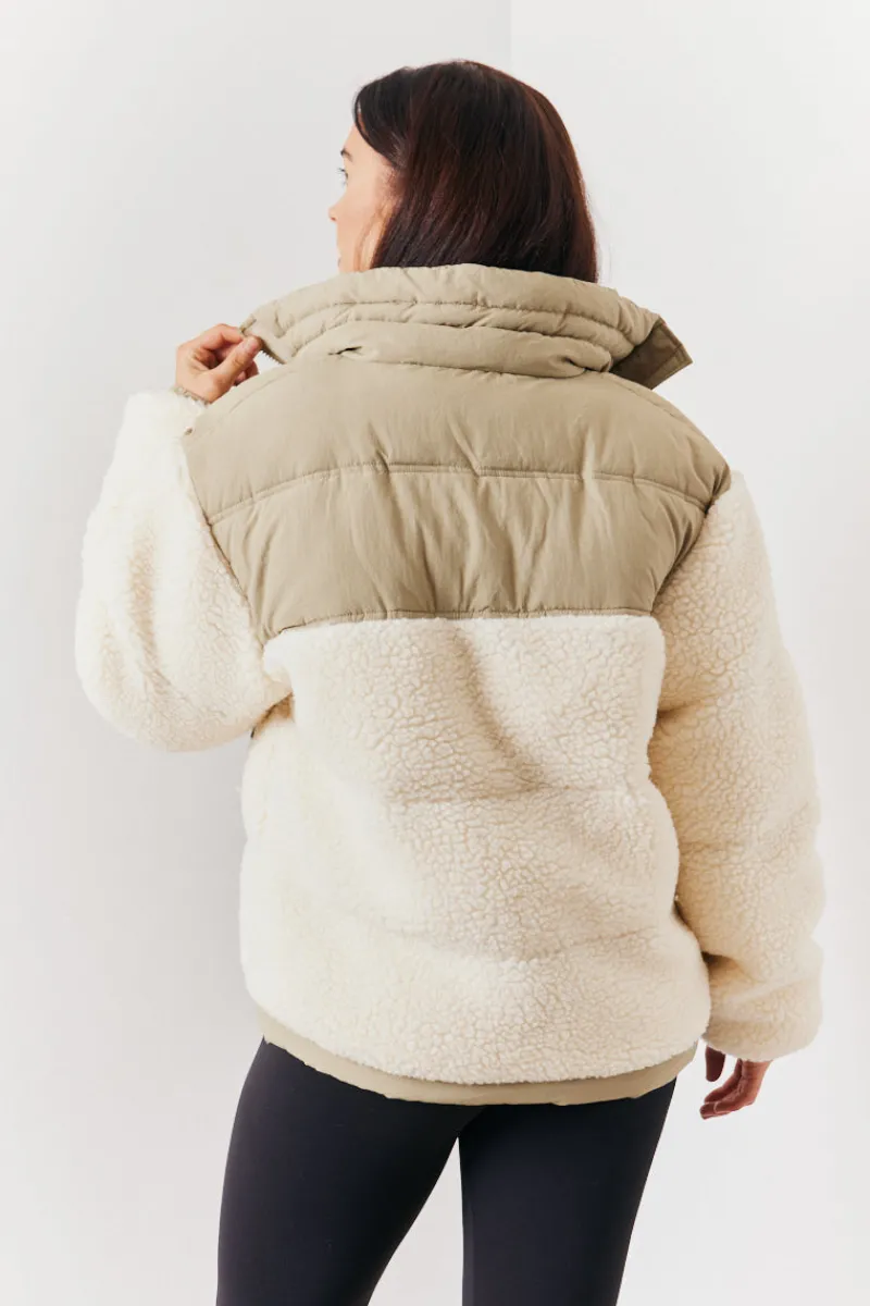 Borg Contrast Puffer Coat|In the Style Online