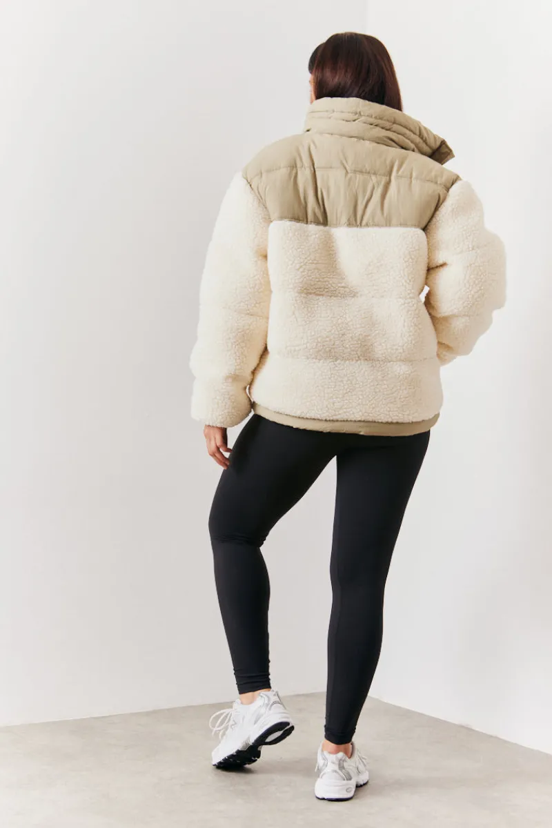 Borg Contrast Puffer Coat|In the Style Online