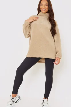 Borg Half Zip Pullover Sweatshirt|In the Style Clearance