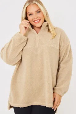 Borg Half Zip Pullover Sweatshirt|In the Style Clearance