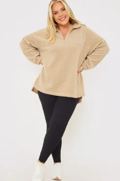 Borg Half Zip Pullover Sweatshirt|In the Style Clearance