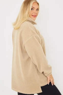 Borg Half Zip Pullover Sweatshirt|In the Style Clearance