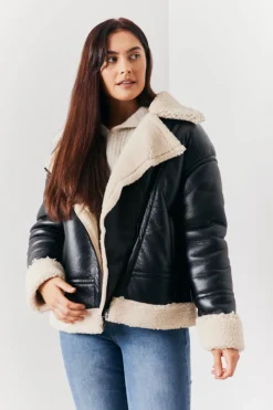 Borg Trim Aviator Jacket|In the Style Outlet