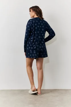 Bow Print Long Sleeve and Short PJ Set|In The Style Hot