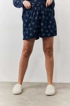 Bow Print Long Sleeve and Short PJ Set|In The Style Hot