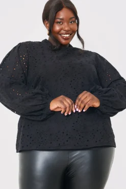 Broderie High Neck Blouse|In the Style Best