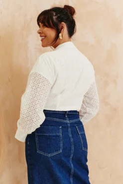 Broderie Shirt Bodysuit|In The Style Online