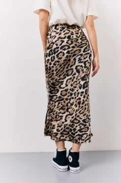 Leopard Print Satin Midaxi Skirt|In The Style Best