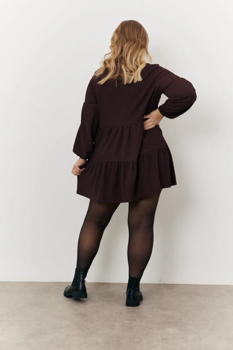 Textured Tie Front Detail Smock Dress|In the Style Sale