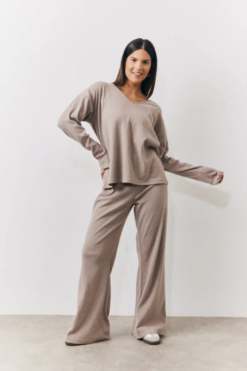 Brushed Rib Flare Leg Co Ord Trouser|In The Style Sale