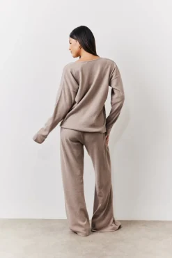 Brushed Rib Flare Leg Co Ord Trouser|In The Style Sale