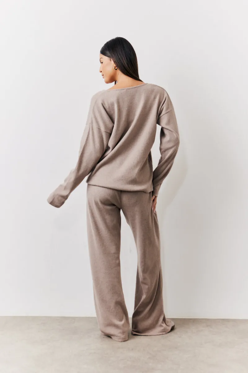 Brushed Rib Flare Leg Co Ord Trouser|In The Style Sale