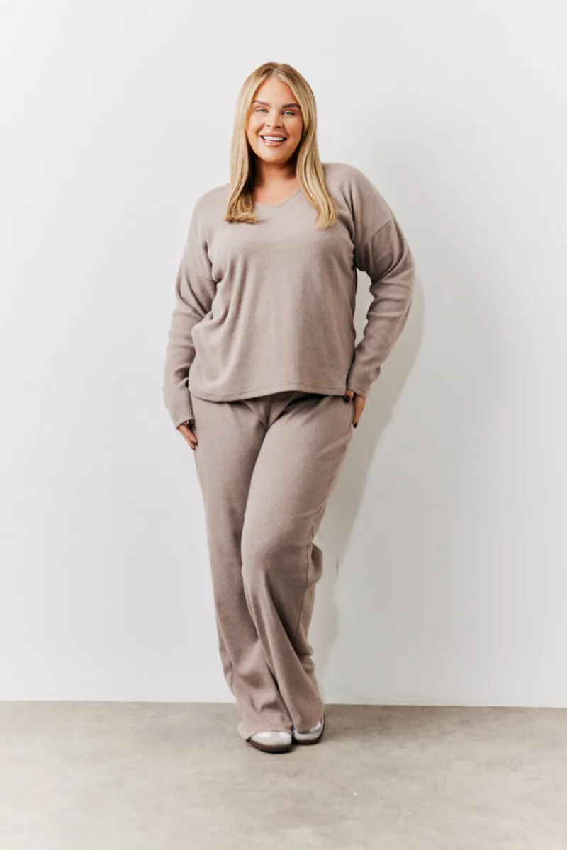 Brushed Rib Flare Leg Co Ord Trouser|In The Style Sale