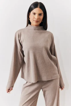 Brushed Rib High Neck Co Ord Top|In The Style