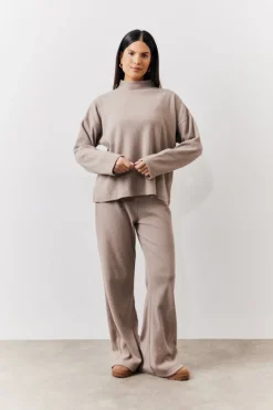 Brushed Rib High Neck Co Ord Top|In The Style