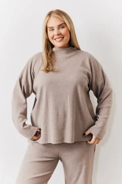 Brushed Rib High Neck Co Ord Top|In The Style