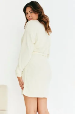 Brushed Rib Loose Belted Dress|In The Style