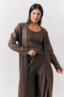 Brushed Rib Maxi Co Ord Cardigan|In The Style